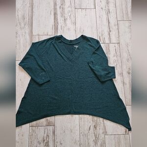 Torrid Green V-Neck Sweater Tunic Sharkbite 4X